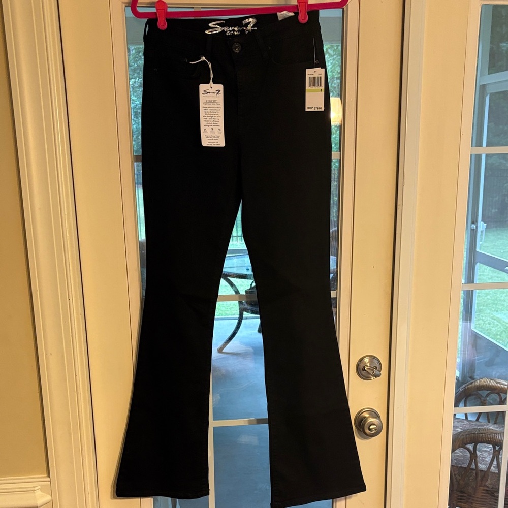 Seven7 Felicity Classic Black High Rise Slim Flare Jeans